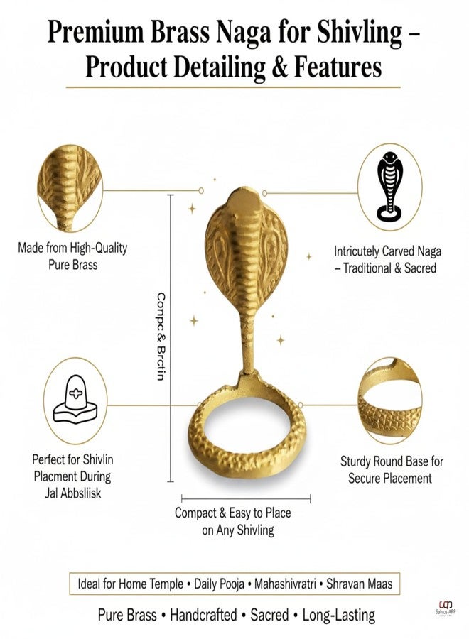 Salvus APP SOLUTIONS Brass Snake for Shivling - Premium Brass Naag Diya | Cobra Design Oil Lamp & Tealight Holder for Pooja, Home Mandir, Temple Decor & Spiritual Gifting (Golden_2 x 2.5 inch) - Image 3